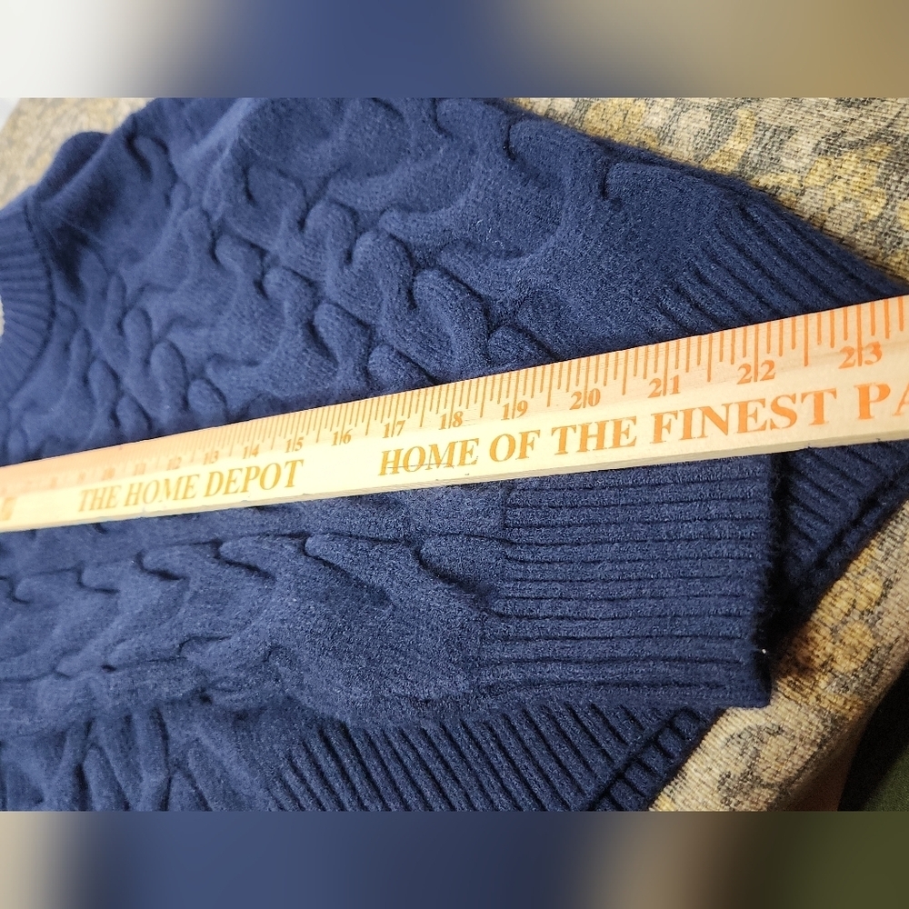 Women's Cable Crewneck Pullover Sweater - A New Day Navy L - Picture 10 of 14